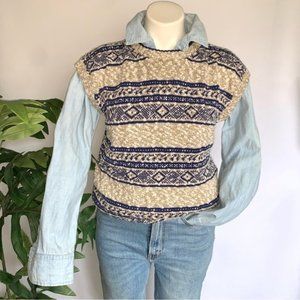 k n i t :: Vintage Slouchy Geometric Knit Sweater Vest Top